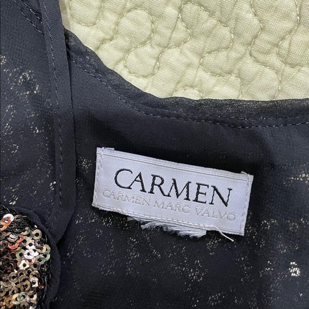 Carmen Mark Valvo gold sequin spaghetti strap camisole - Picture 5 of 5